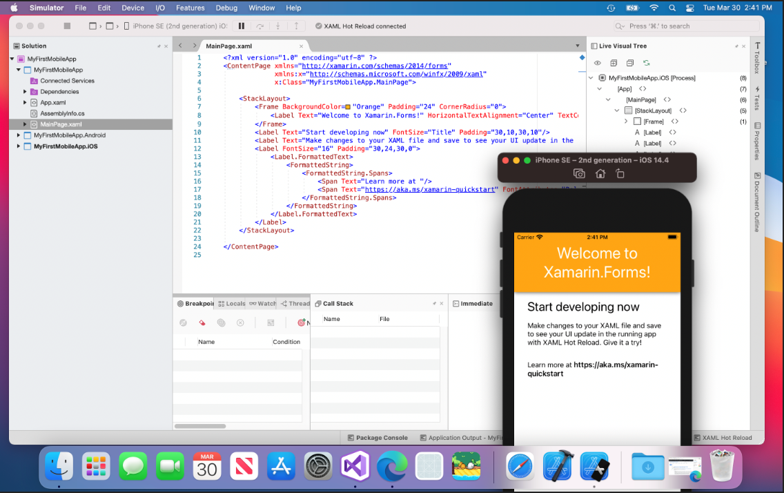 app does not show up on android emulator xamarin mac